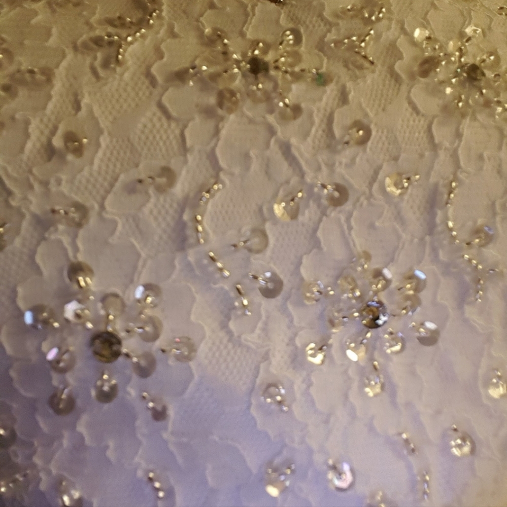 Sequin Ruffle High-Low wedding dress with Veil - Picture 11 of 12